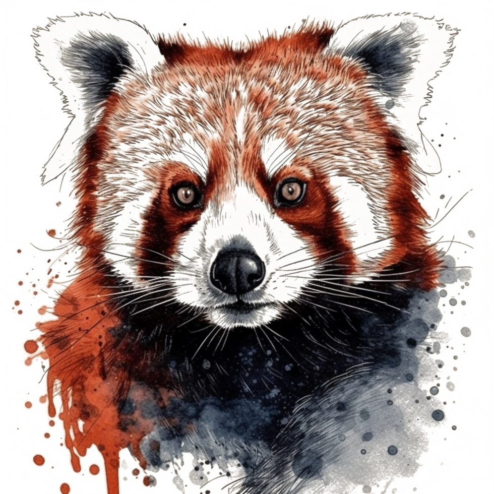 Watercolor painting of a red panda png