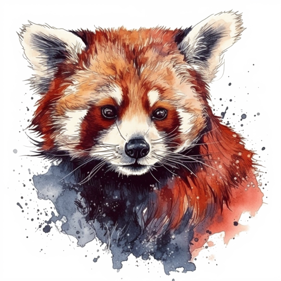 Watercolor painting of a red panda png