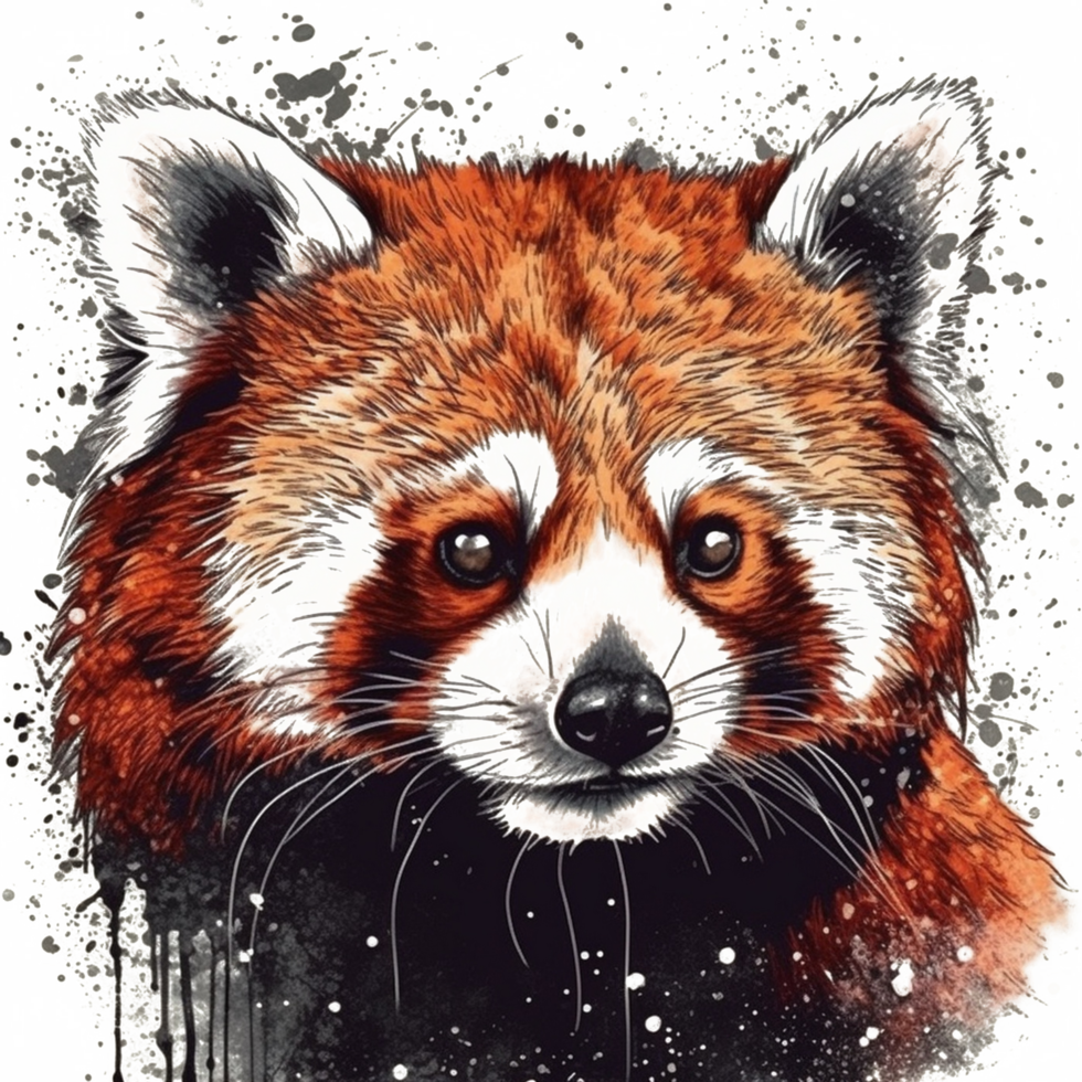 Watercolor painting of a red panda png