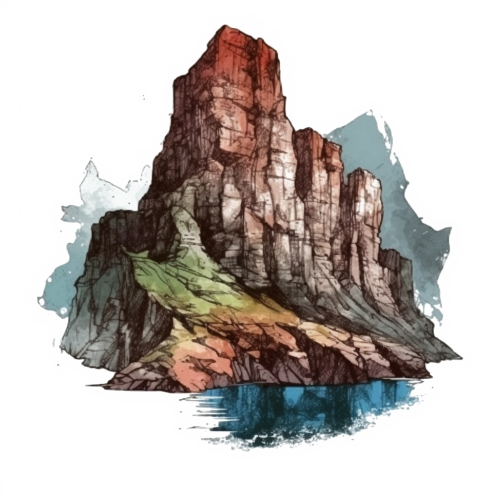 aquarelle La peinture de montagnes png