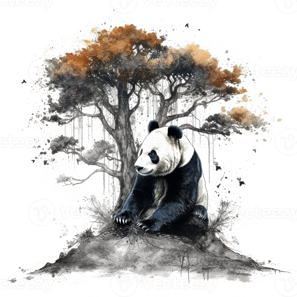 Watercolor painting of Cute Panda png