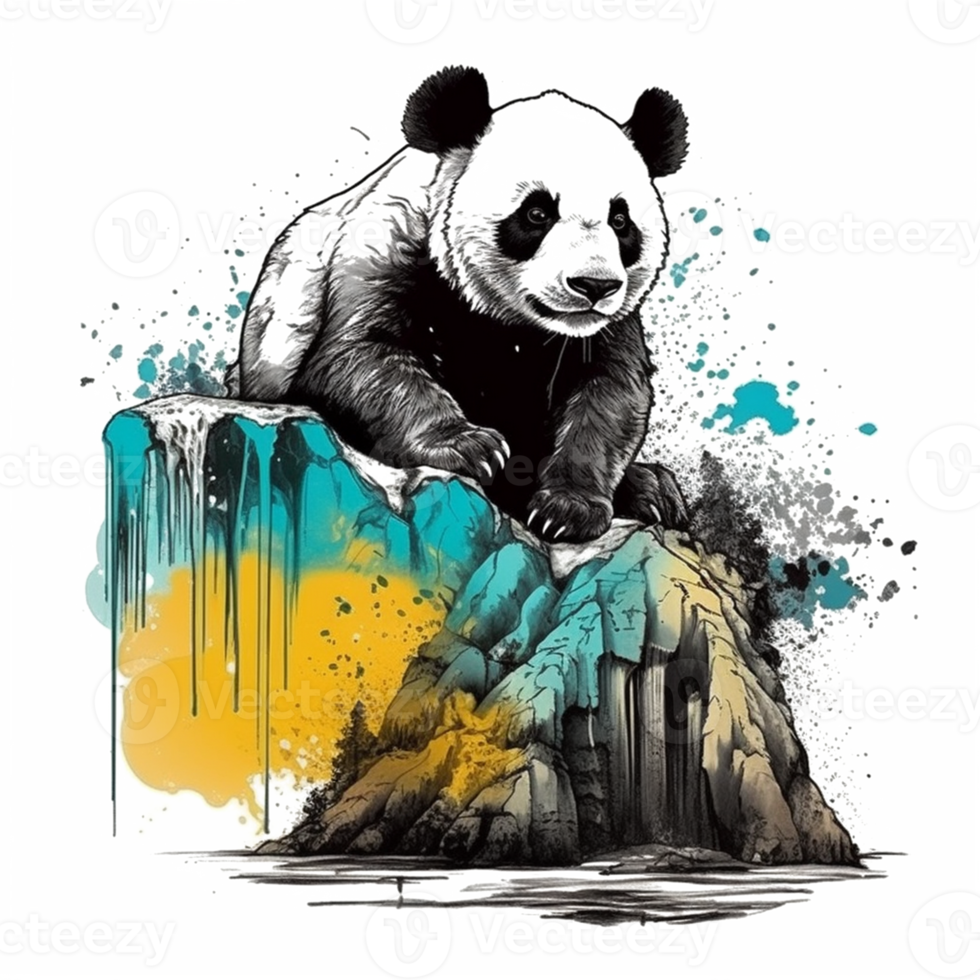 Watercolor painting of Cute Panda png