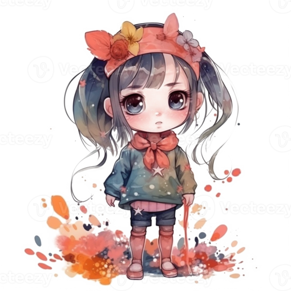 chibi linda pequeño niña png