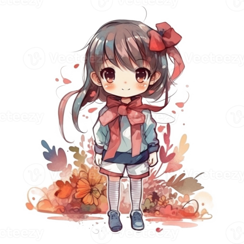 chibi linda pequeño niña png