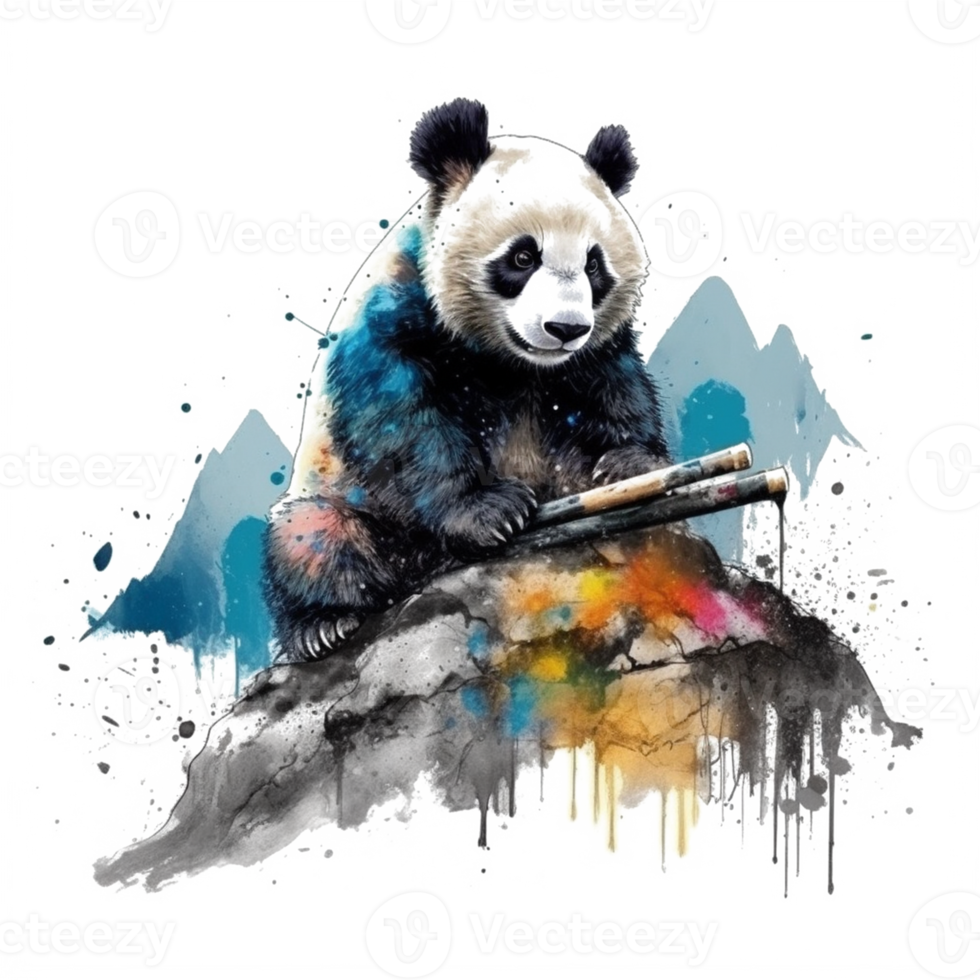 Watercolor painting of Cute Panda png