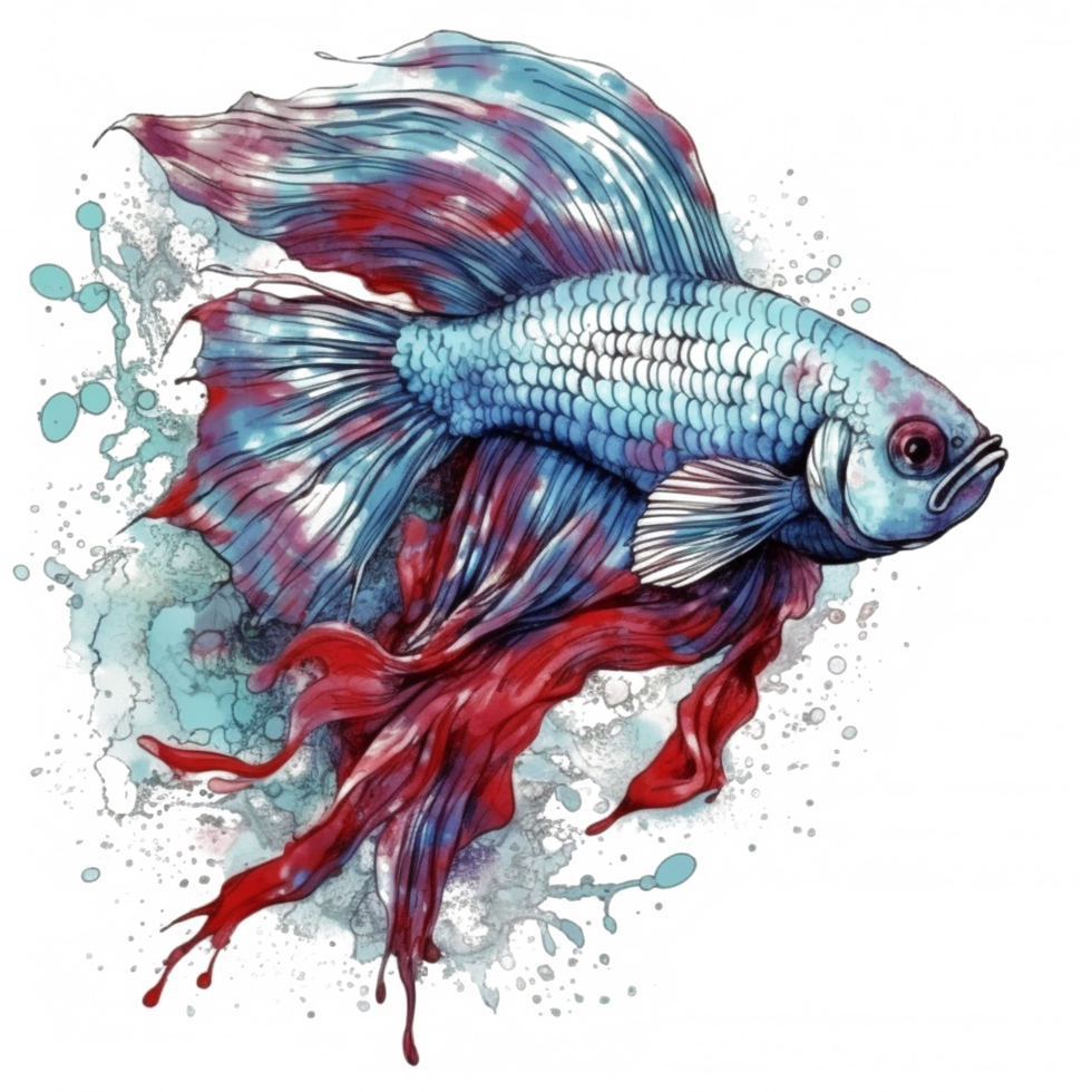 Watercolor painting of betta fish png