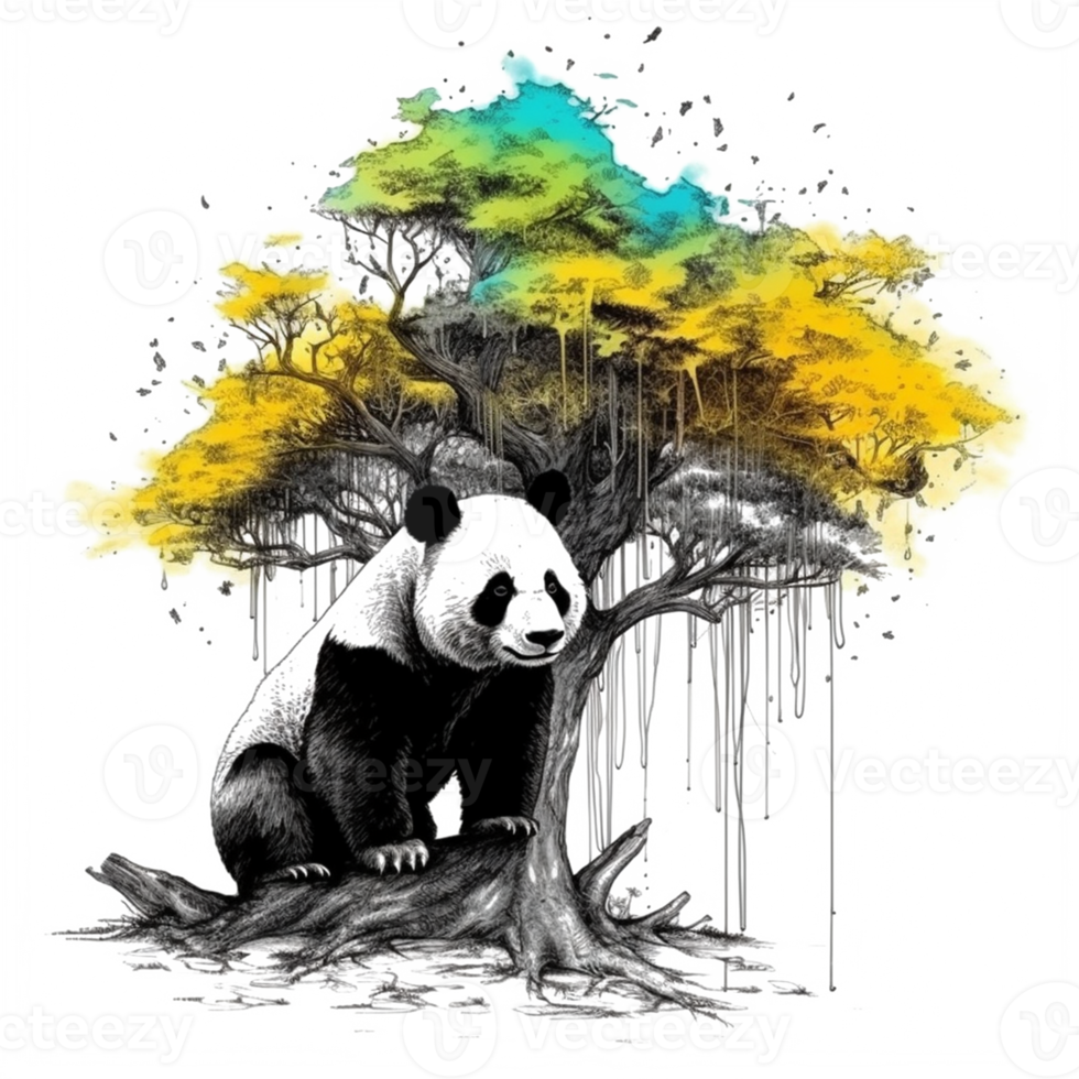 Watercolor painting of Cute Panda png
