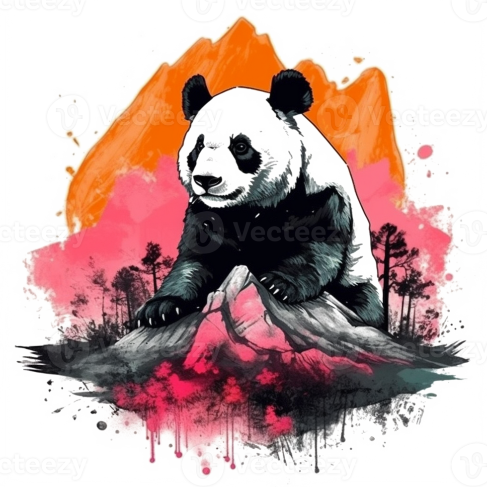 Watercolor painting of Cute Panda png