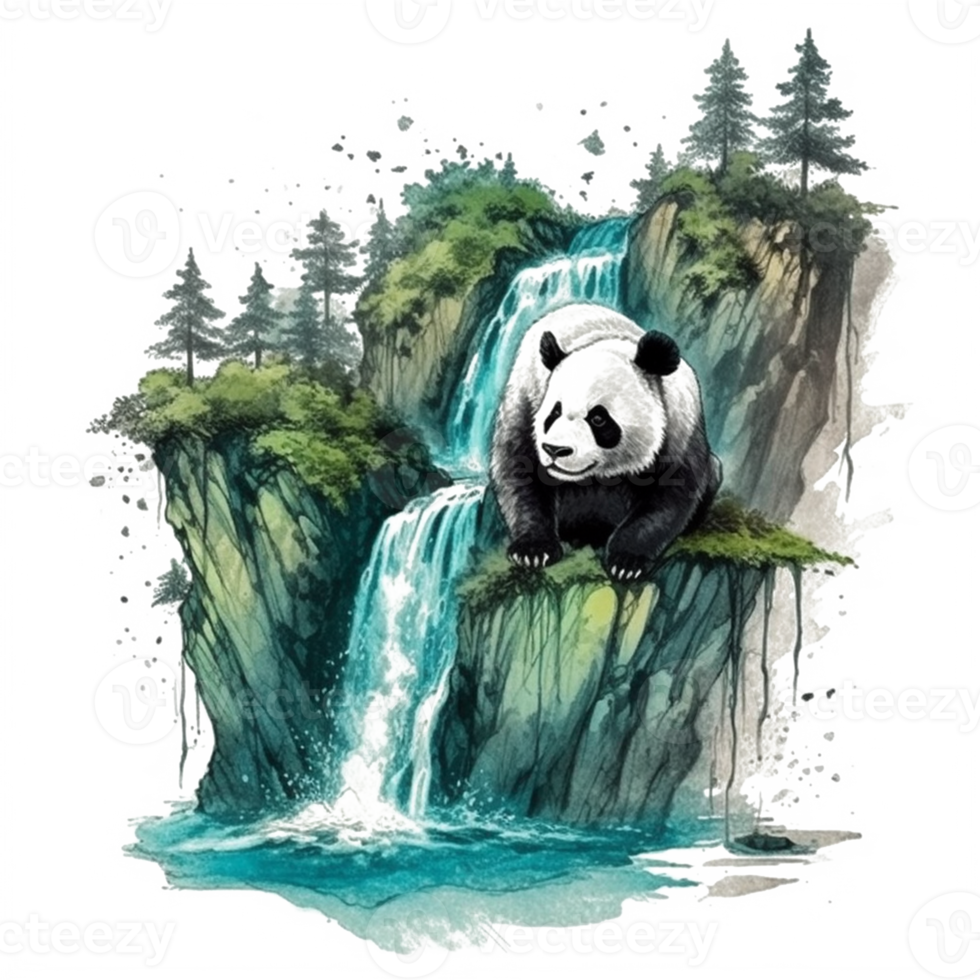 waterverf schilderij van schattig panda png