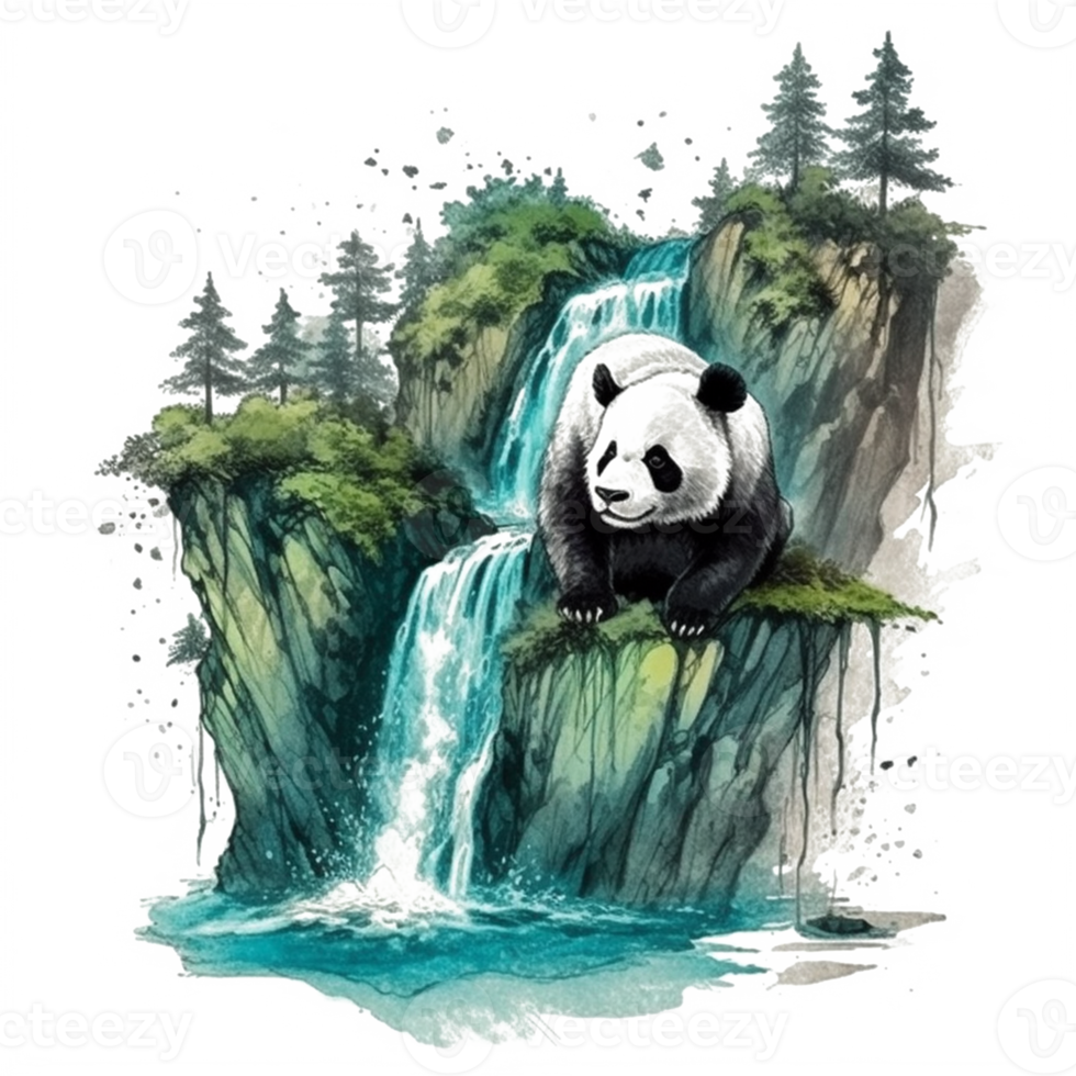 Watercolor painting of Cute Panda png