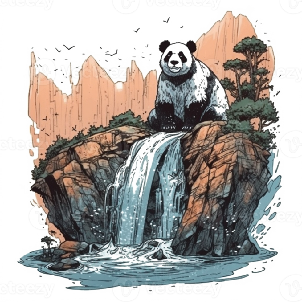 Aquarell Gemälde von süß Panda png