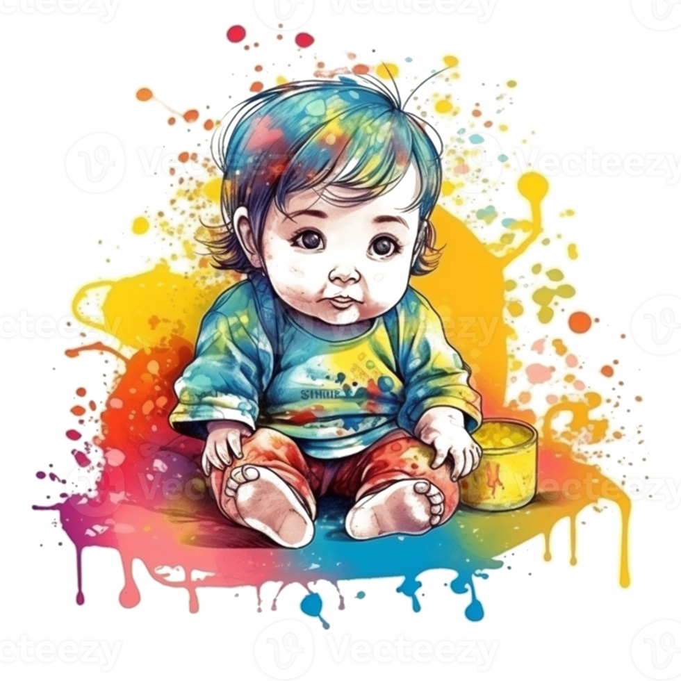 schattig baby waterverf png