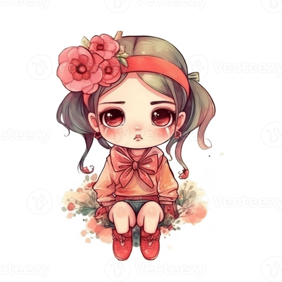 chibi linda pequeño niña png