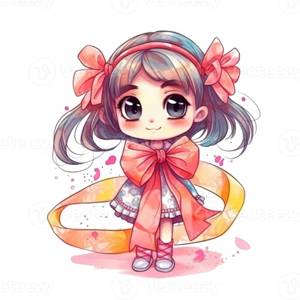 chibi linda pequeño niña png