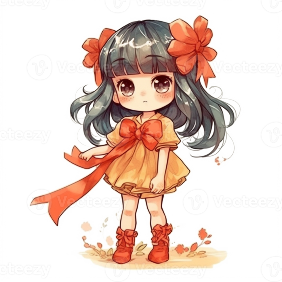 chibi linda pequeño niña png