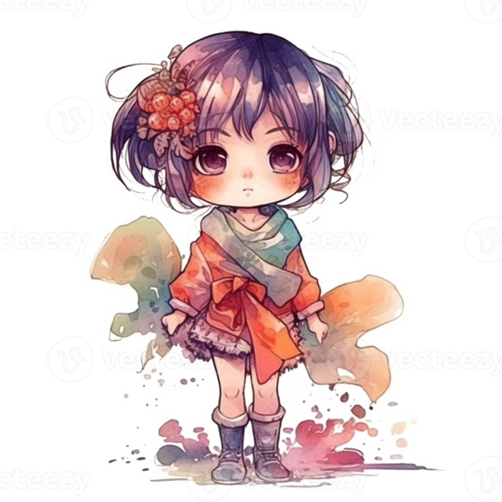 chibi linda pequeño niña png