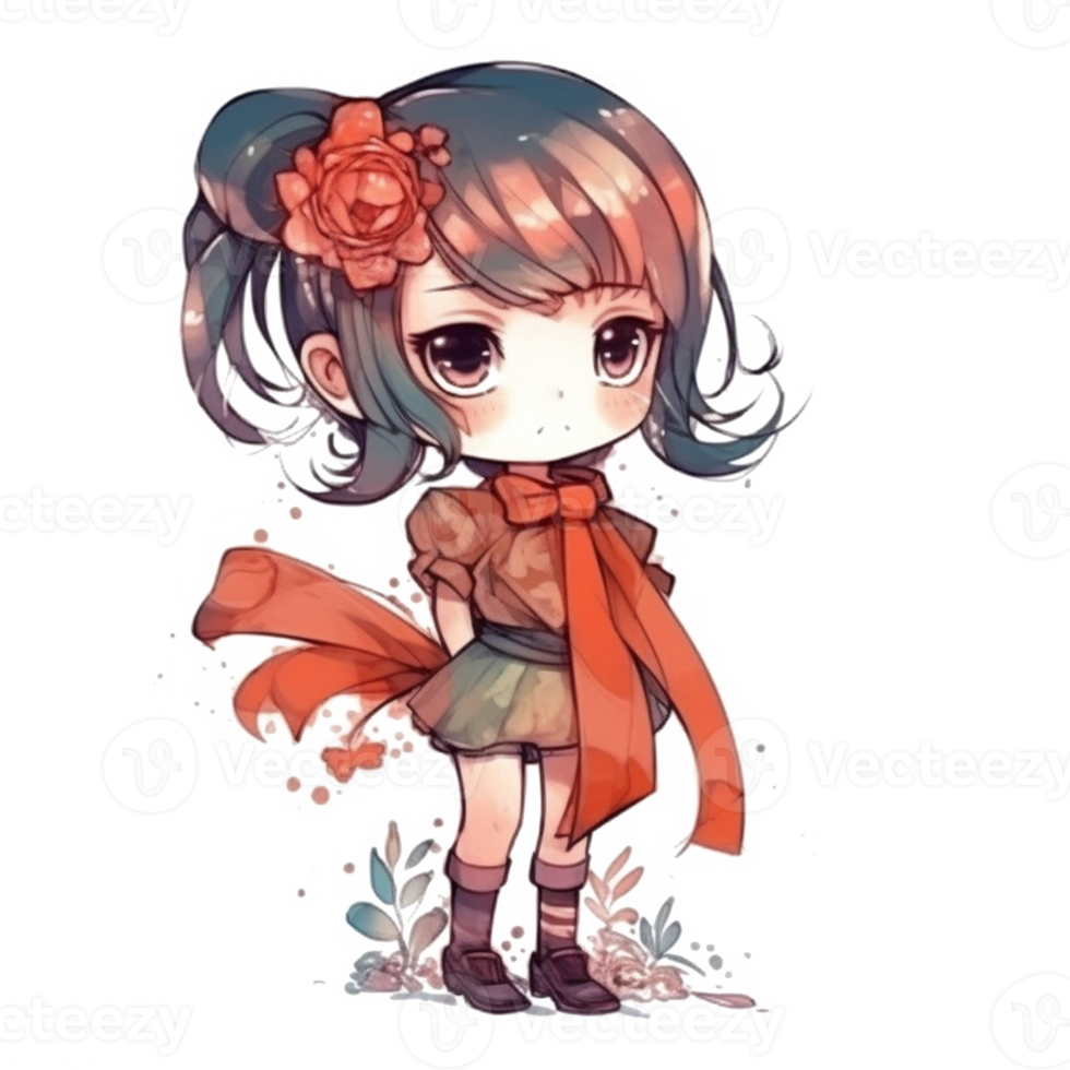 chibi linda pequeño niña png