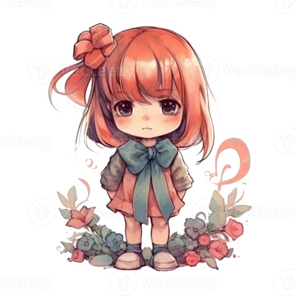 chibi linda pequeño niña png