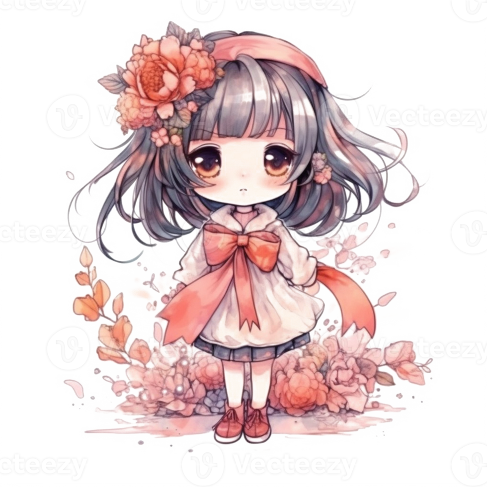 chibi linda pequeño niña png