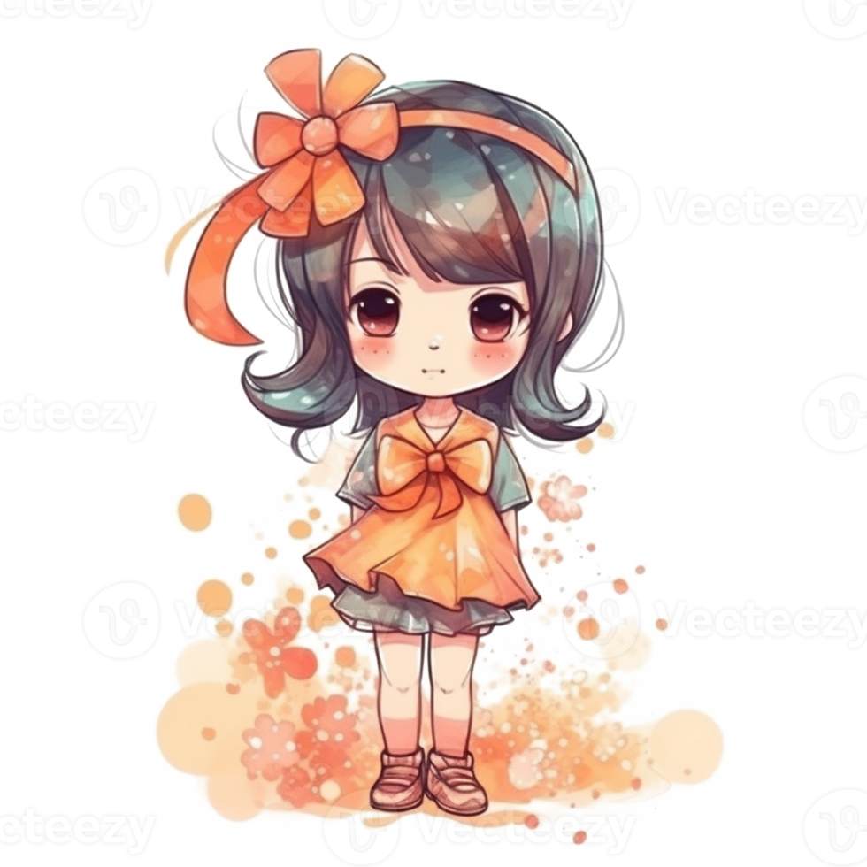 chibi söt liten flicka png