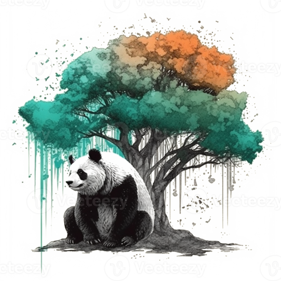 Watercolor painting of Cute Panda png