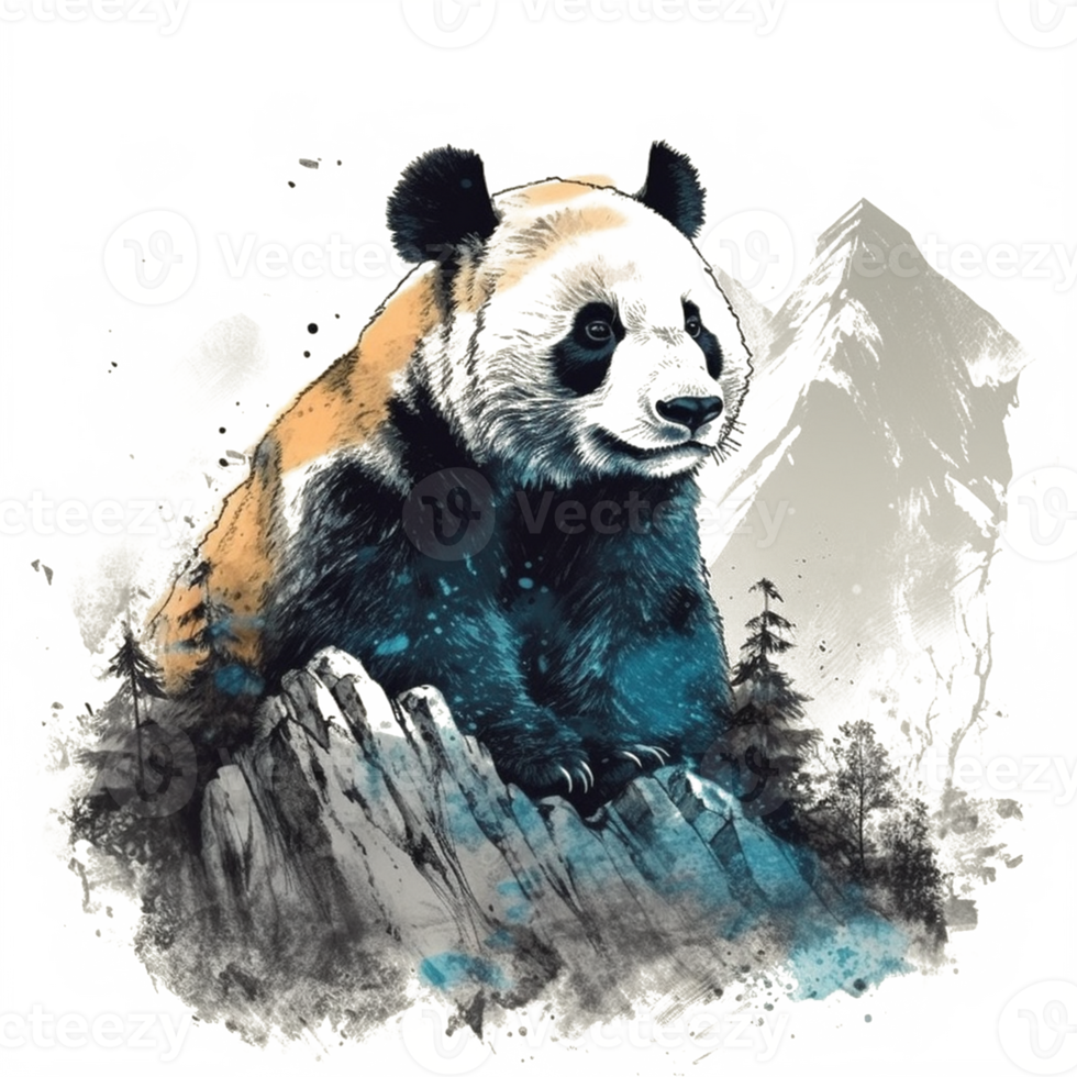 Aquarell Gemälde von süß Panda png