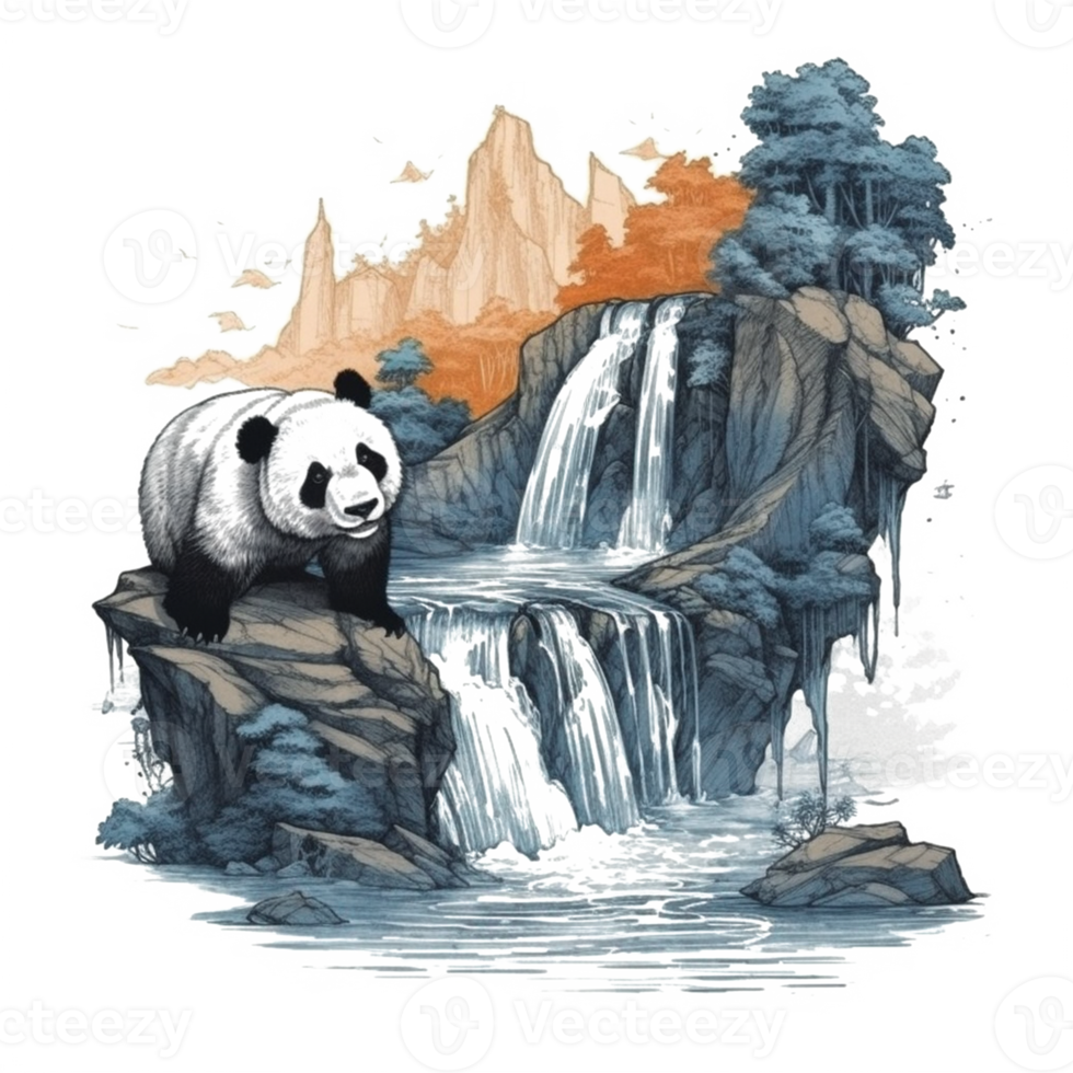 waterverf schilderij van schattig panda png