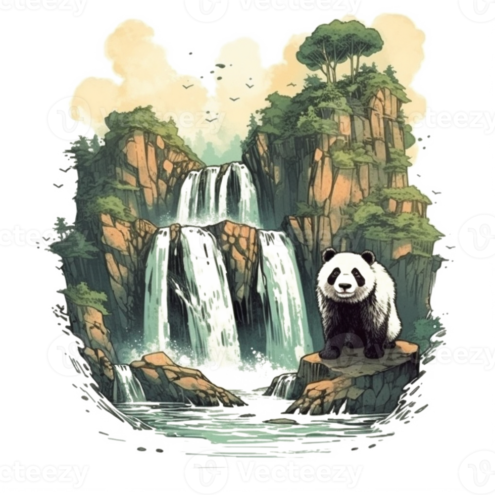 waterverf schilderij van schattig panda png