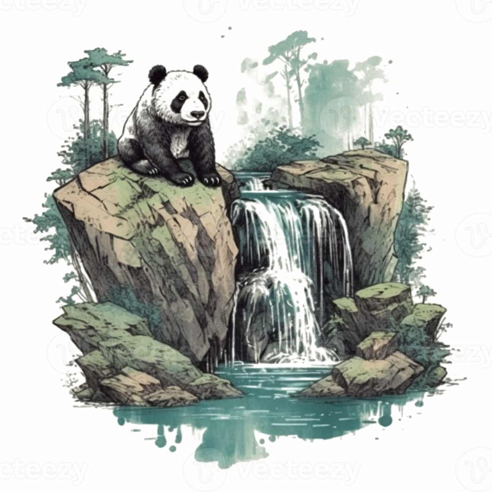 Watercolor painting of Cute Panda png