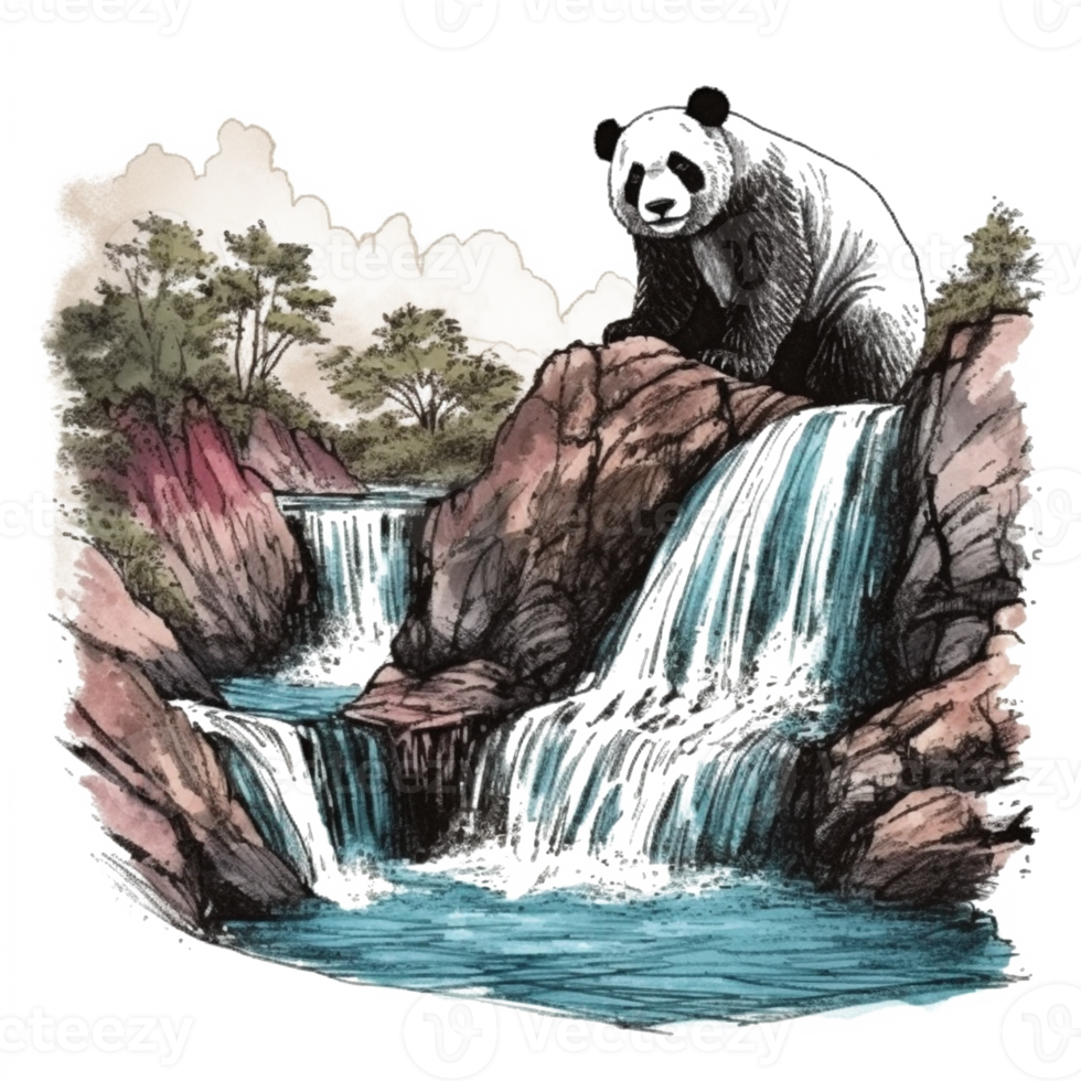 Watercolor painting of Cute Panda png