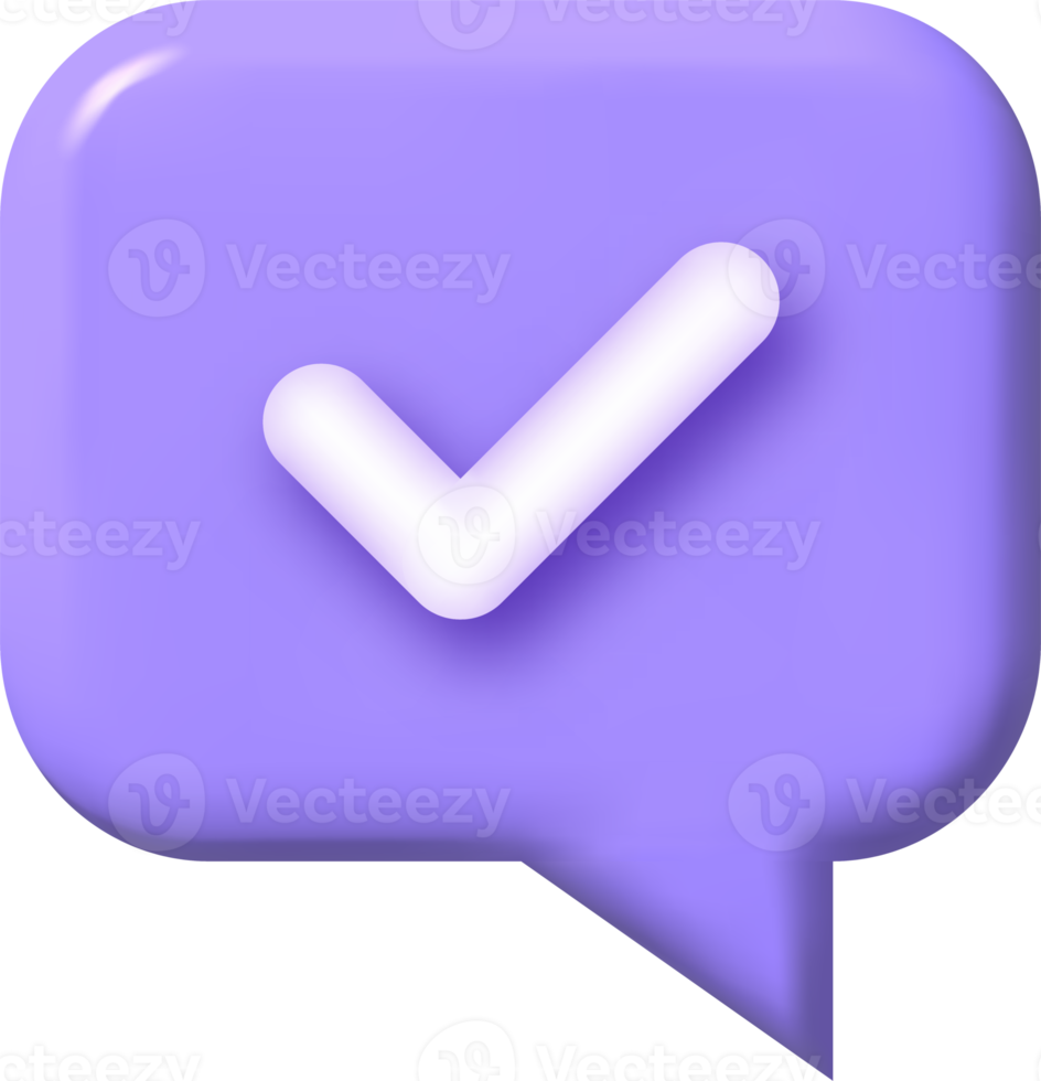Check mark confirmation and approval icon. 3d illustration. png