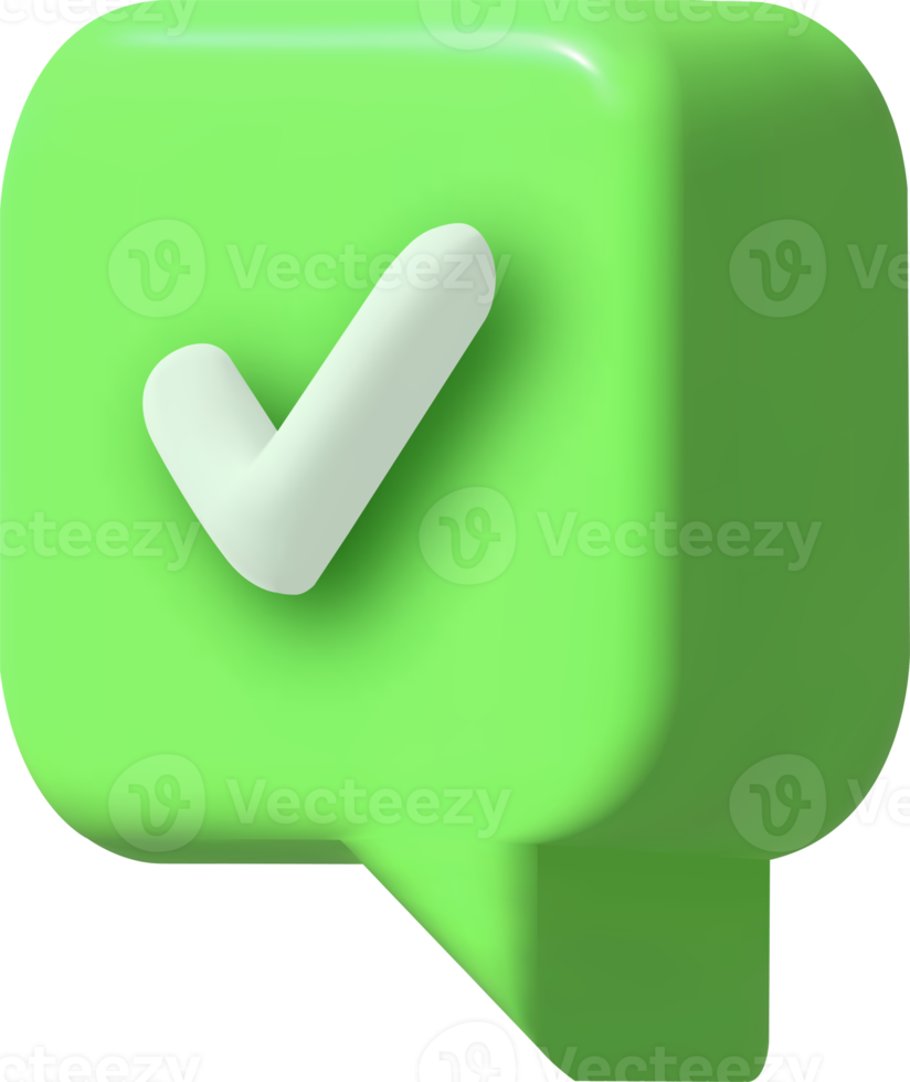 Check mark confirmation and approval icon. 3d illustration. png