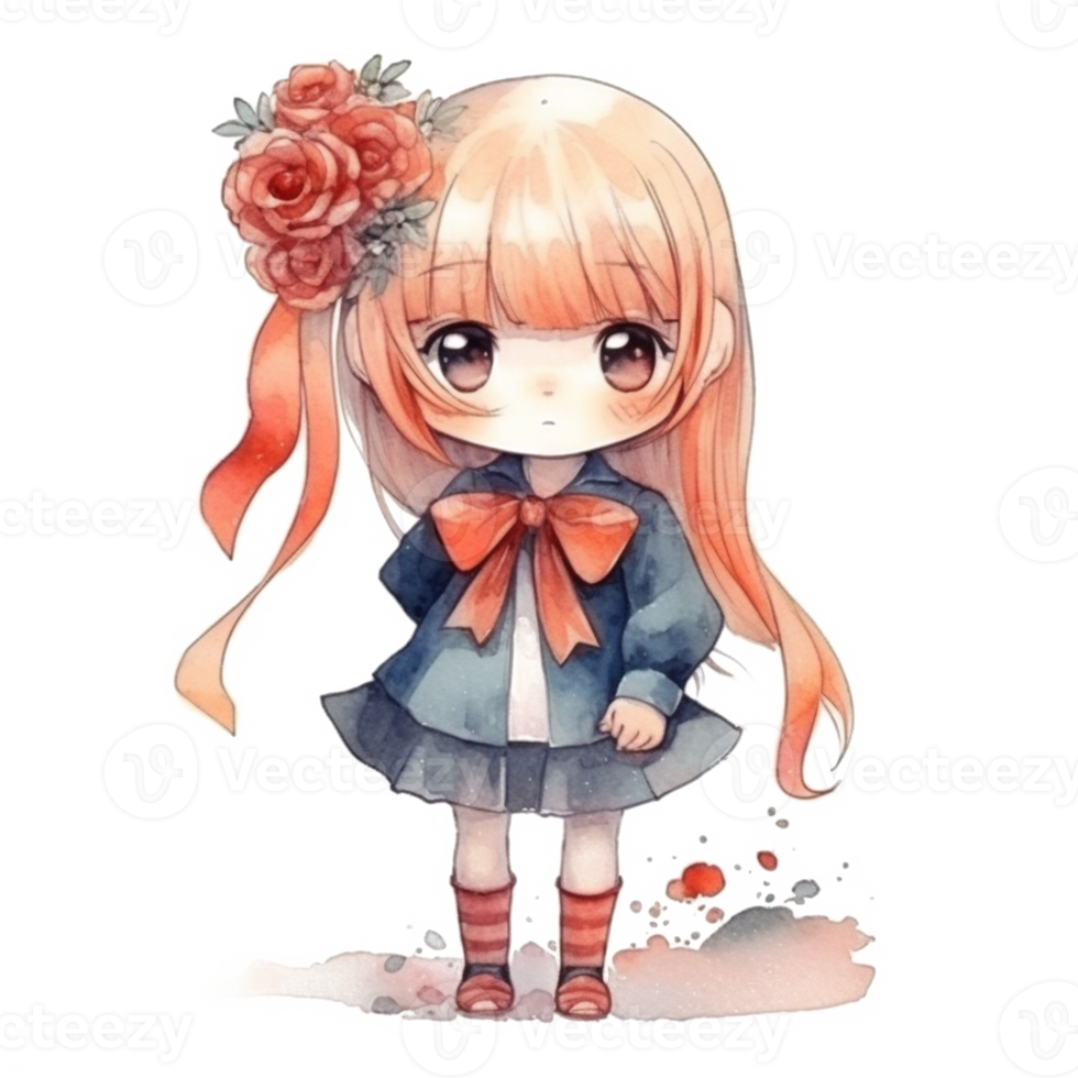 chibi linda pequeño niña png