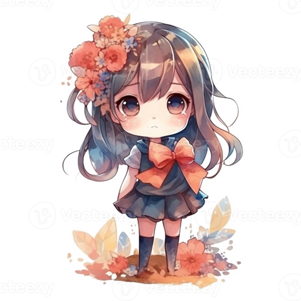 chibi linda pequeño niña png