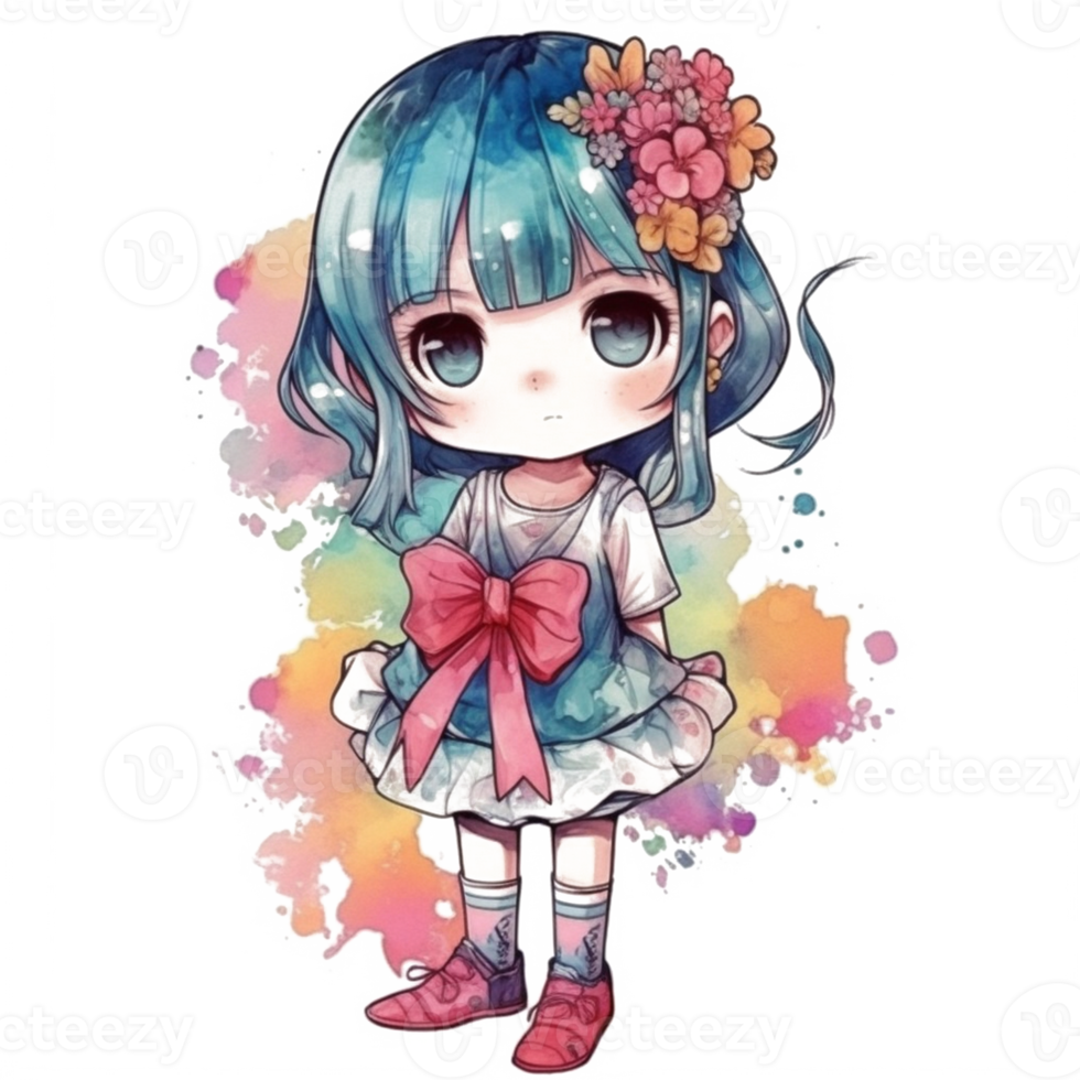 chibi söt liten flicka png