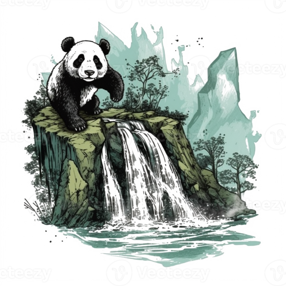 waterverf schilderij van schattig panda png