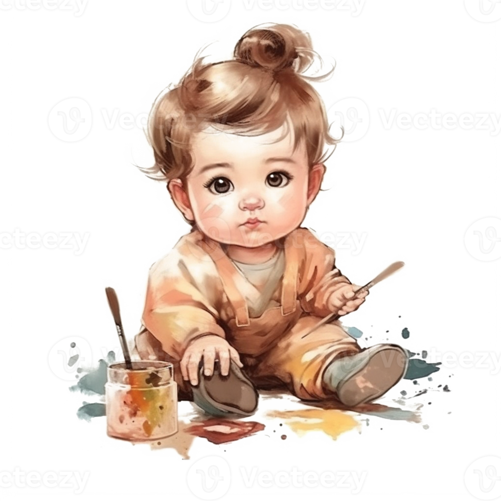 Cute Baby Watercolor png