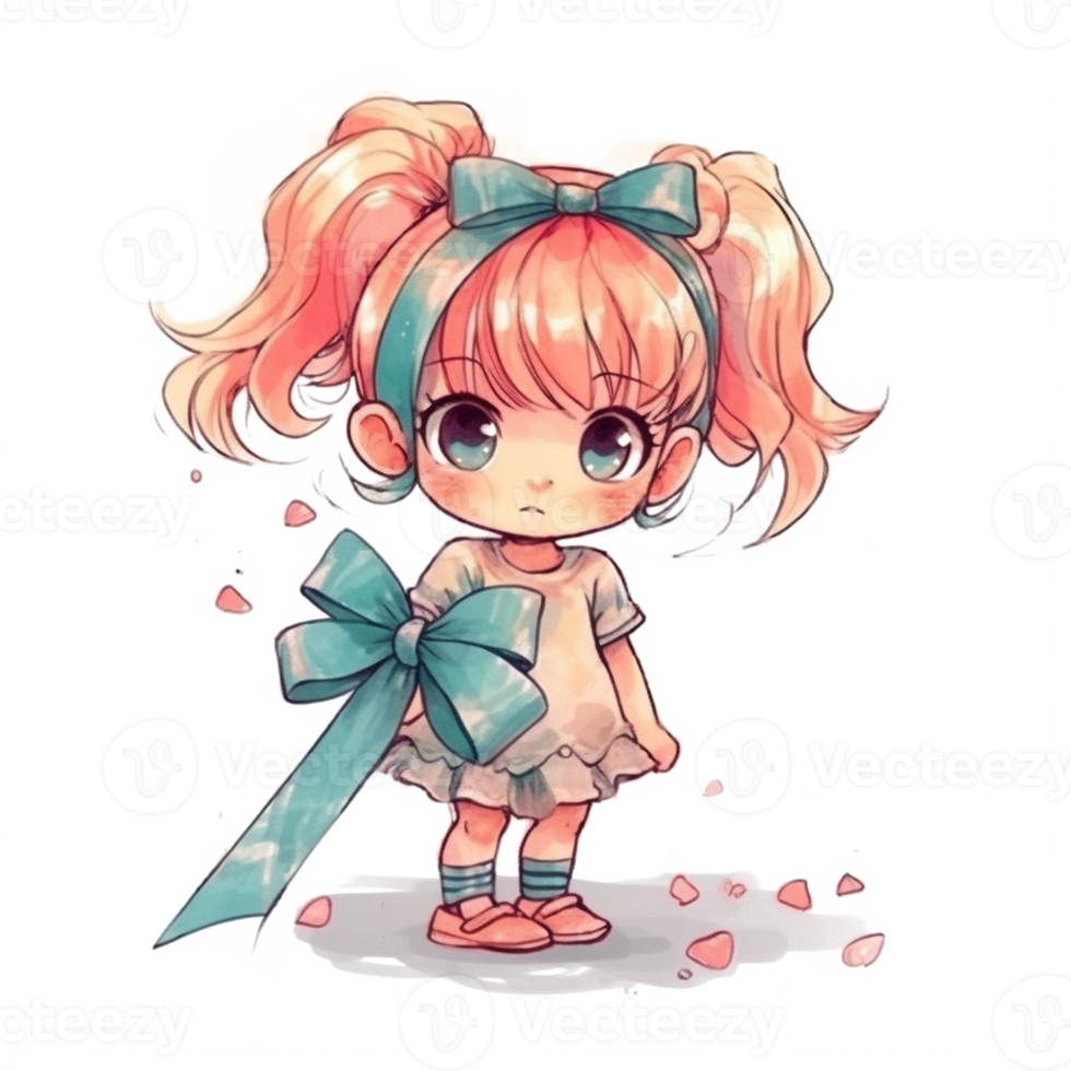 chibi linda pequeño niña png