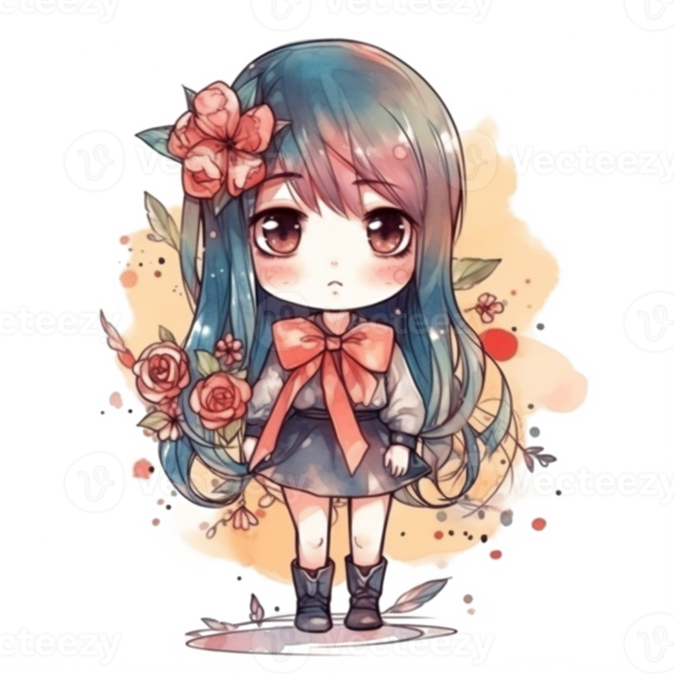 chibi linda pequeño niña png