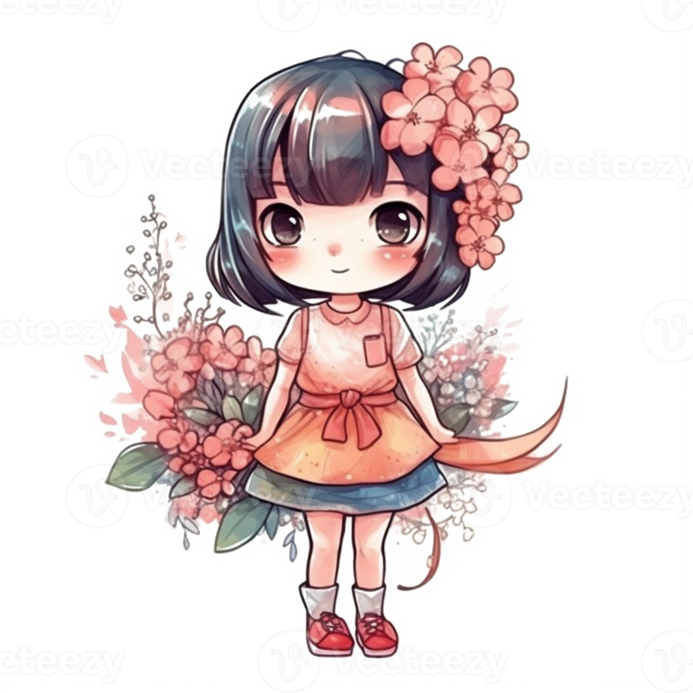 chibi schattig weinig meisje png