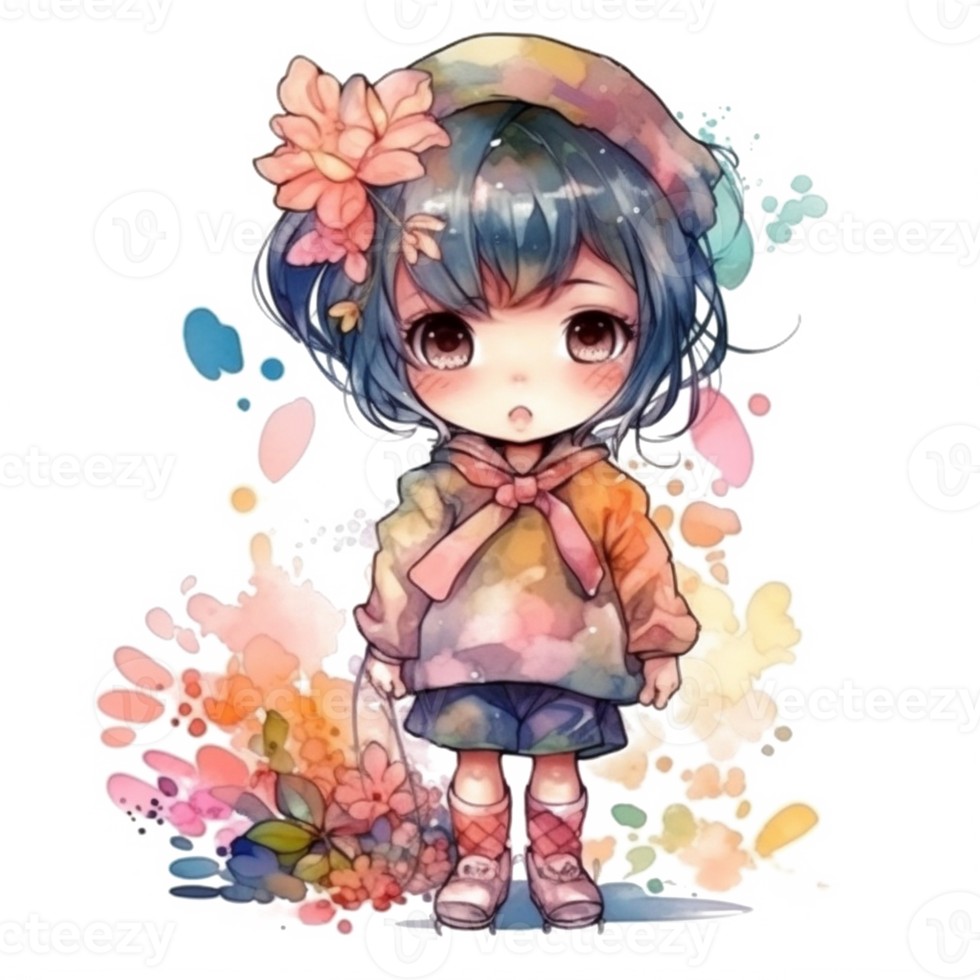 chibi linda pequeño niña png