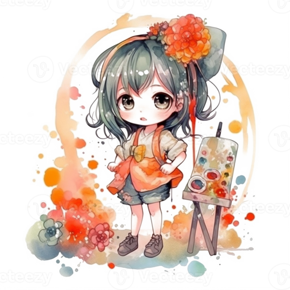 Chibi cute little girl png