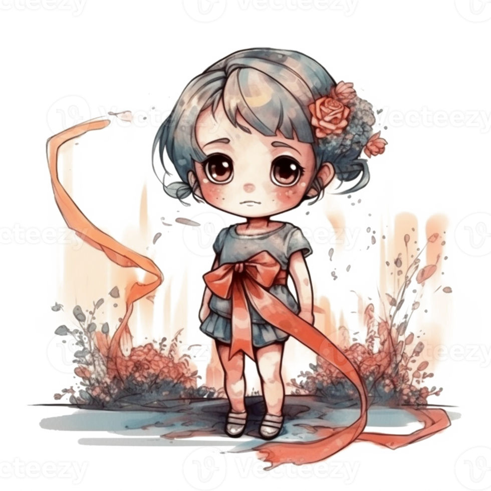 chibi söt liten flicka png