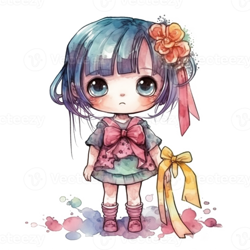 chibi linda pequeño niña png