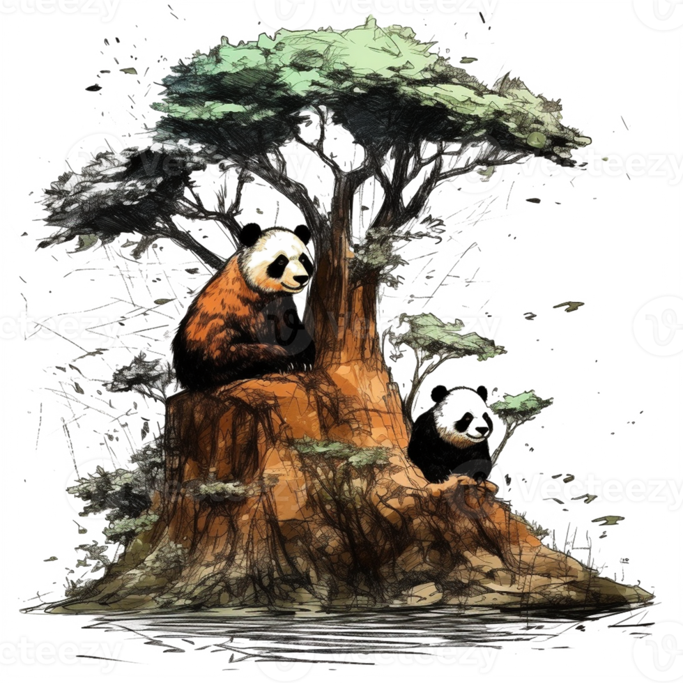 Watercolor painting of Cute Panda png