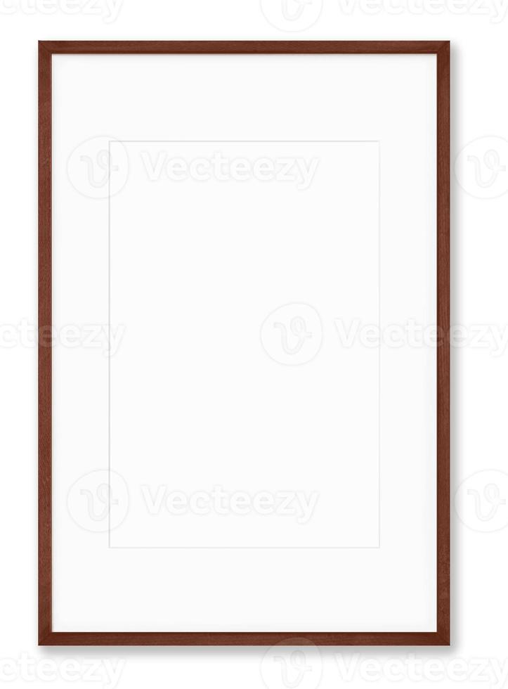 Isolated Photo Frame on White Background, Wooden Frame Mockup