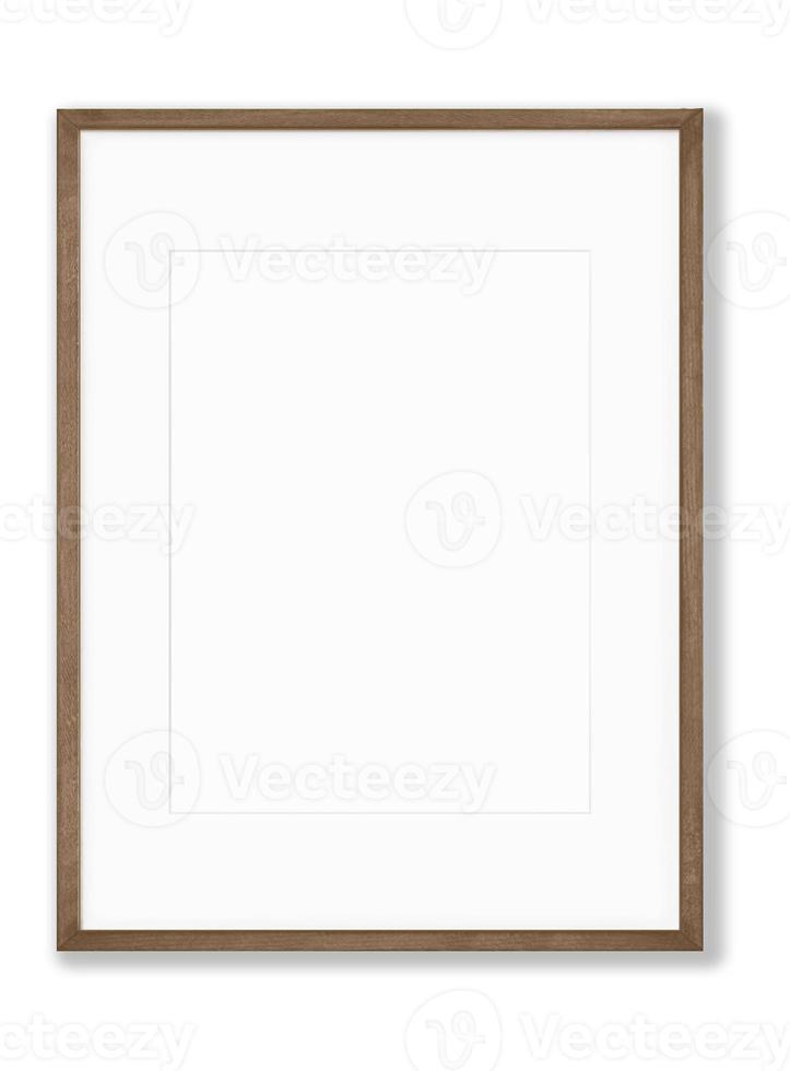 Isolated Photo Frame on White Background, Wooden Frame Mockup