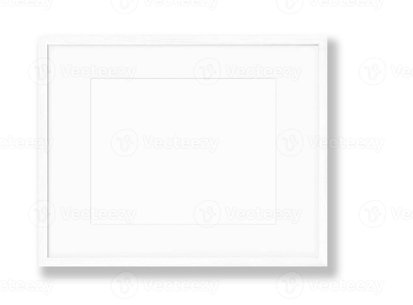 Isolated Photo Frame on White Background, Wooden Frame Mockup