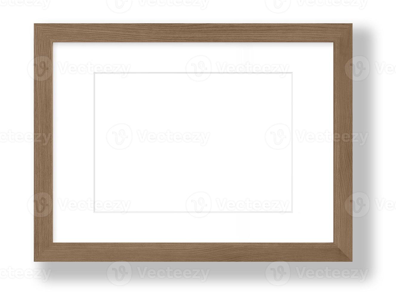 Isolated Photo Frame on White Background, Wooden Frame Mockup