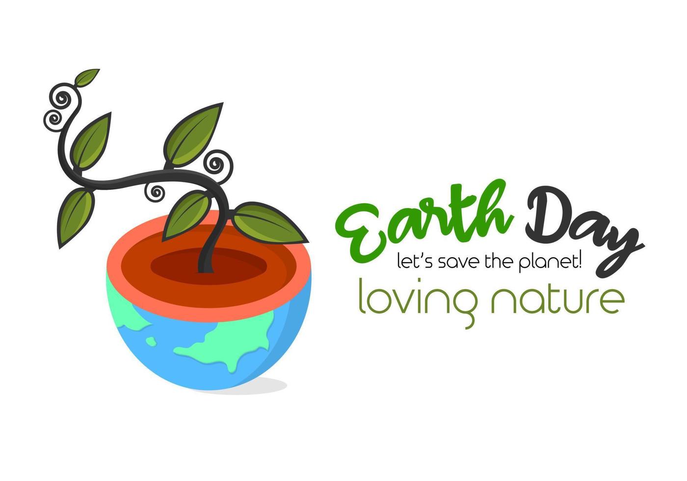Earth day poster illustration. International mother earth day. Design with a picture of the earth as a pot planted with plants vector